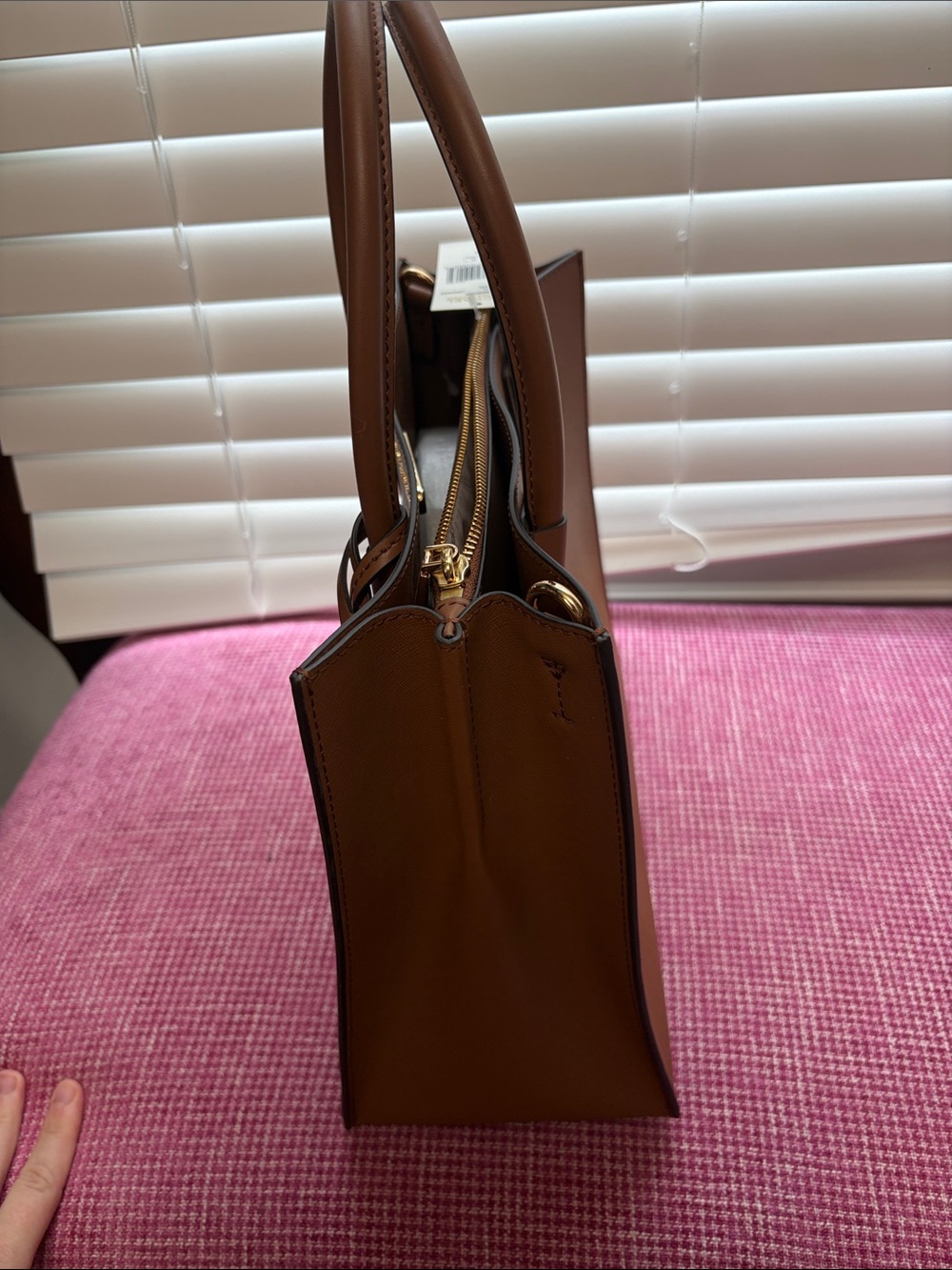 Michael Kors Leather Satchel in Camel Brown with Gold Hardware - Picture 2 of 6